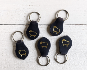 leather sheep keychain