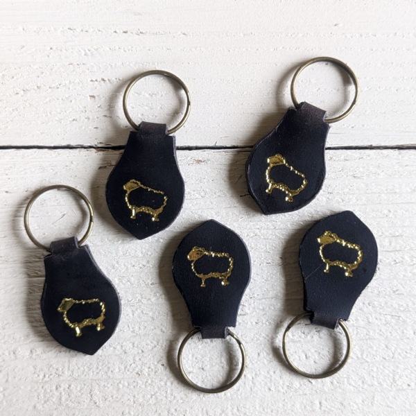 leather sheep keychain