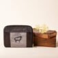 the black sheep canvas and black leather zippered wallet