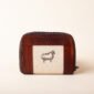 the black sheep canvas and brown leather zippered wallet