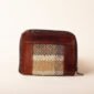 handwoven plaid wool and leather zippered wallet